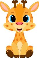 Cute Baby Giraffe Cartoon Character. Illustration Flat Design vector