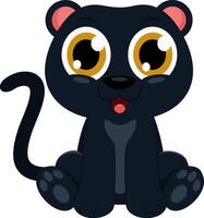 Cute Baby Panther Cartoon Character. Illustration Flat Design vector