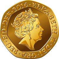 británico oro moneda veinte peniques vector