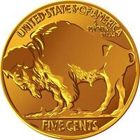 American Buffalo gold coin vector