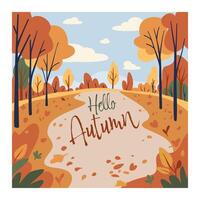 Autumn park with leaf fall vector