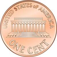 americano moneda uno centavo, centavo vector