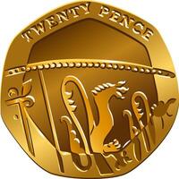 British gold coin twenty pences vector