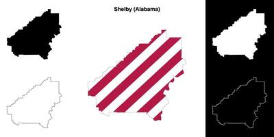 Shelby County, Alabama outline map set vector