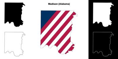 Madison County, Alabama outline map set vector