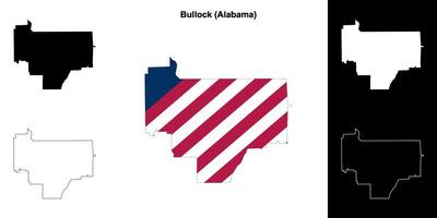 Bullock County, Alabama outline map set vector