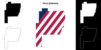 Perry County, Alabama outline map set vector