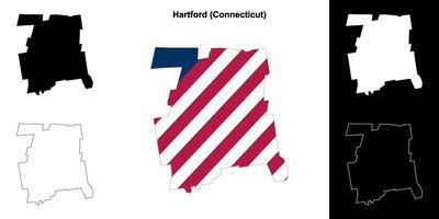 Hartford County, Connecticut outline map set vector