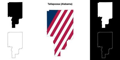 Tallapoosa County, Alabama outline map set vector