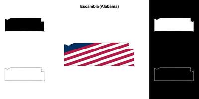 Escambia County, Alabama outline map set vector