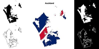 Auckland blank outline map set vector