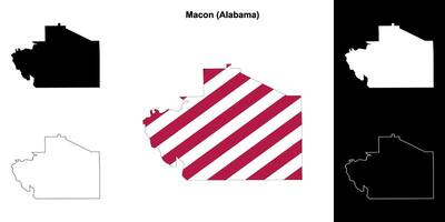 Macon County, Alabama outline map set vector