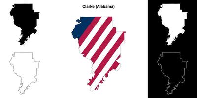 Clarke County, Alabama outline map set vector