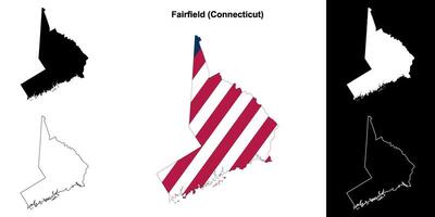 Fairfield County, Connecticut outline map set vector