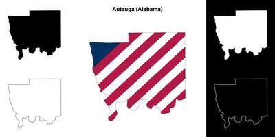 Autauga County, Alabama outline map set vector