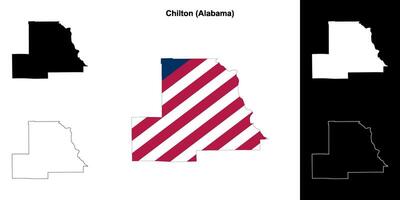 Chilton County, Alabama outline map set vector