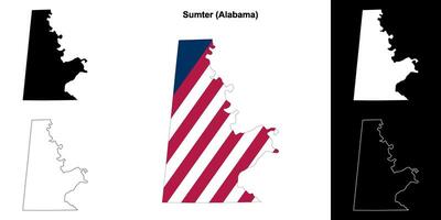 Sumter County, Alabama outline map set vector