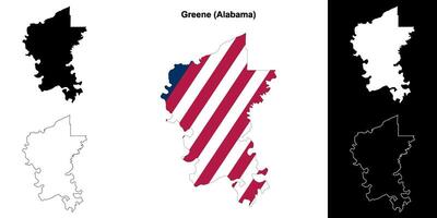 Greene County, Alabama outline map set vector