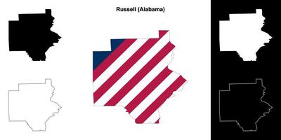 Russell County, Alabama outline map set vector
