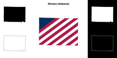Winston County, Alabama outline map set vector