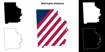 Washington County, Alabama outline map set vector