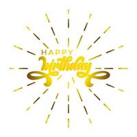 happy birthday text with sparkle design gold color vector