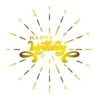 happy birthday text with sparkle design gold color vector