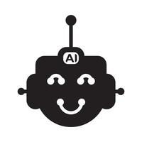 head face robot artificial intelligence icon flat vector