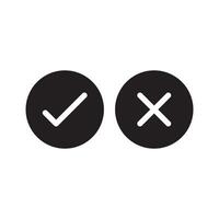 circle check mark X icon flat illustration vector