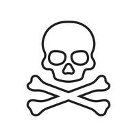 line icon crossbones skull death isolated on white background vector