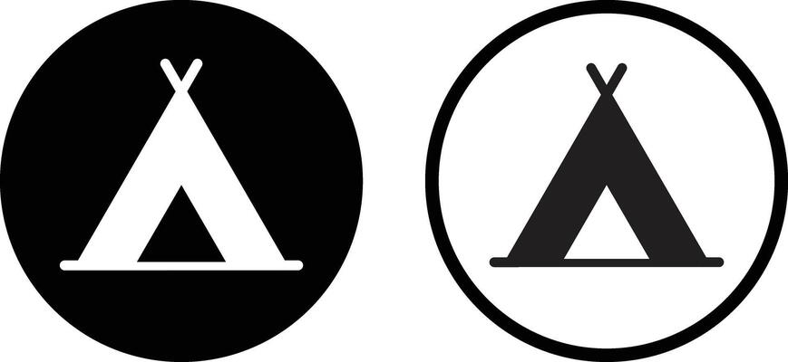 Camp tent icon set in two styles . Tourist tent icon . illustration