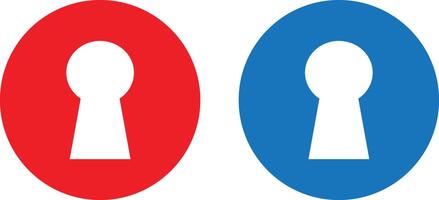 Red and blue key hole icon set isolated on white background . Keyhole signs . illustration vector