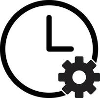 Time management icon isolated on white background . Gears wheel and clock icon . illustration vector