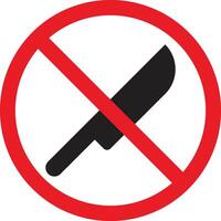 No knife sign . No weapon allowed symbol . Knife prohibited icon . No weapon sign vector