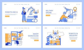 Robotics and AI web banner set. illustration. vector