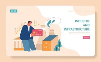 Industry and infrastructure web or landing. Balancing economic growth vector