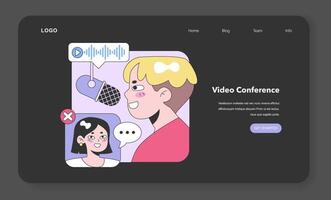 Engaging podcast scene showcases. Flat illustration. vector