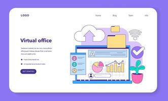 Dynamic digital workspace scene. Flat illustration vector