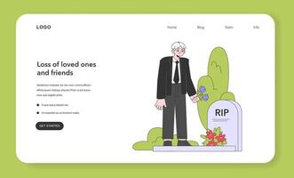 Senior life milestone web banner or landing page. Getting old and maturing vector