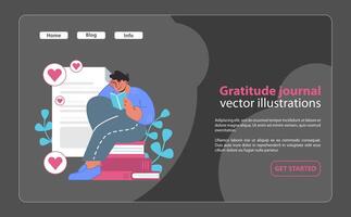 consciente de gratitud llevar un diario. reflejando en de la vida alegrías con un personal vector