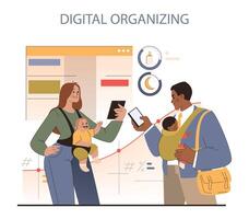digital organizando concepto. vector