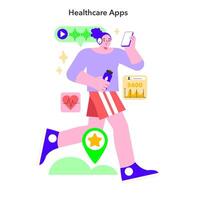 Lifestyle trends concept. Embracing digital health monitoring with apps for fitness and well-being vector