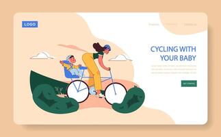 Cycling with Your Baby concept. vector