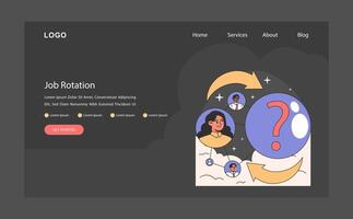 Job rotation dark or night mode web, landing. Exploring diverse roles vector