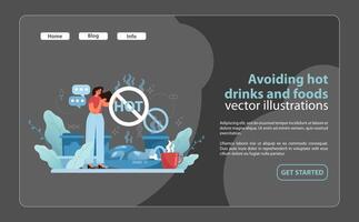Temperature Caution in Diet. A detailed illustration showcasing the importance of avoiding hot drinks. vector