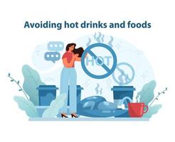 temperatura precaución en dieta. un detallado ilustración exhibiendo el importancia de evitando caliente bebidas vector