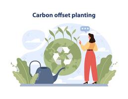 Carbon Offset Planting concept. Flat illustration vector