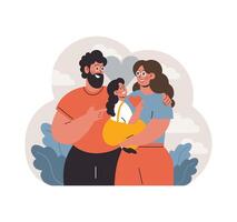 alegre familia momento. plano ilustración vector