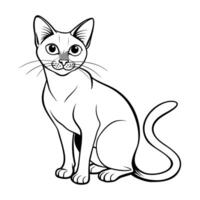 cat illustration black and white cat outline vector