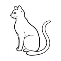 cat illustration black and white cat outline vector